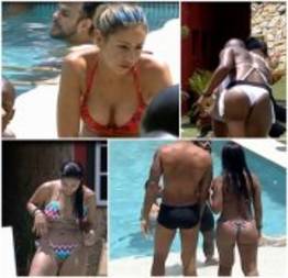 Gostosas do bbb15 tomando banho de biquine